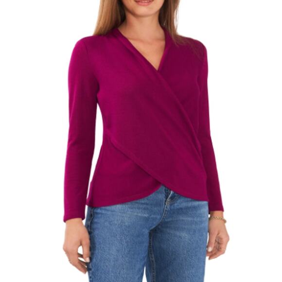 New ~ 1.STATE ~ Long Sleeve Cross Front Cozy Knit Top Size S FALL vibes - Picture 1 of 8